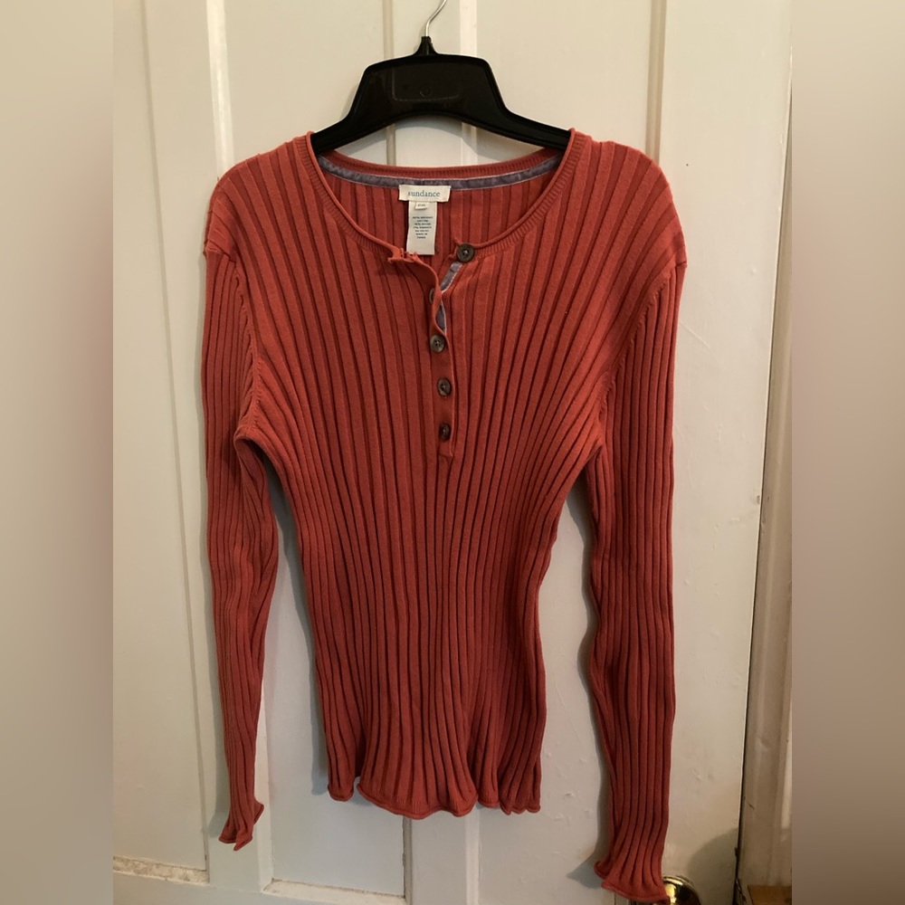 Sundance.. Coral stretchy sweater- like new!